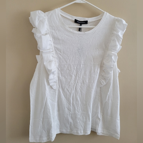 4/$15 SALE BCBGMAXAZRIA | Optic White Flutter Sleeve Tank Top Blouse NEW X-Large - Picture 3 of 8